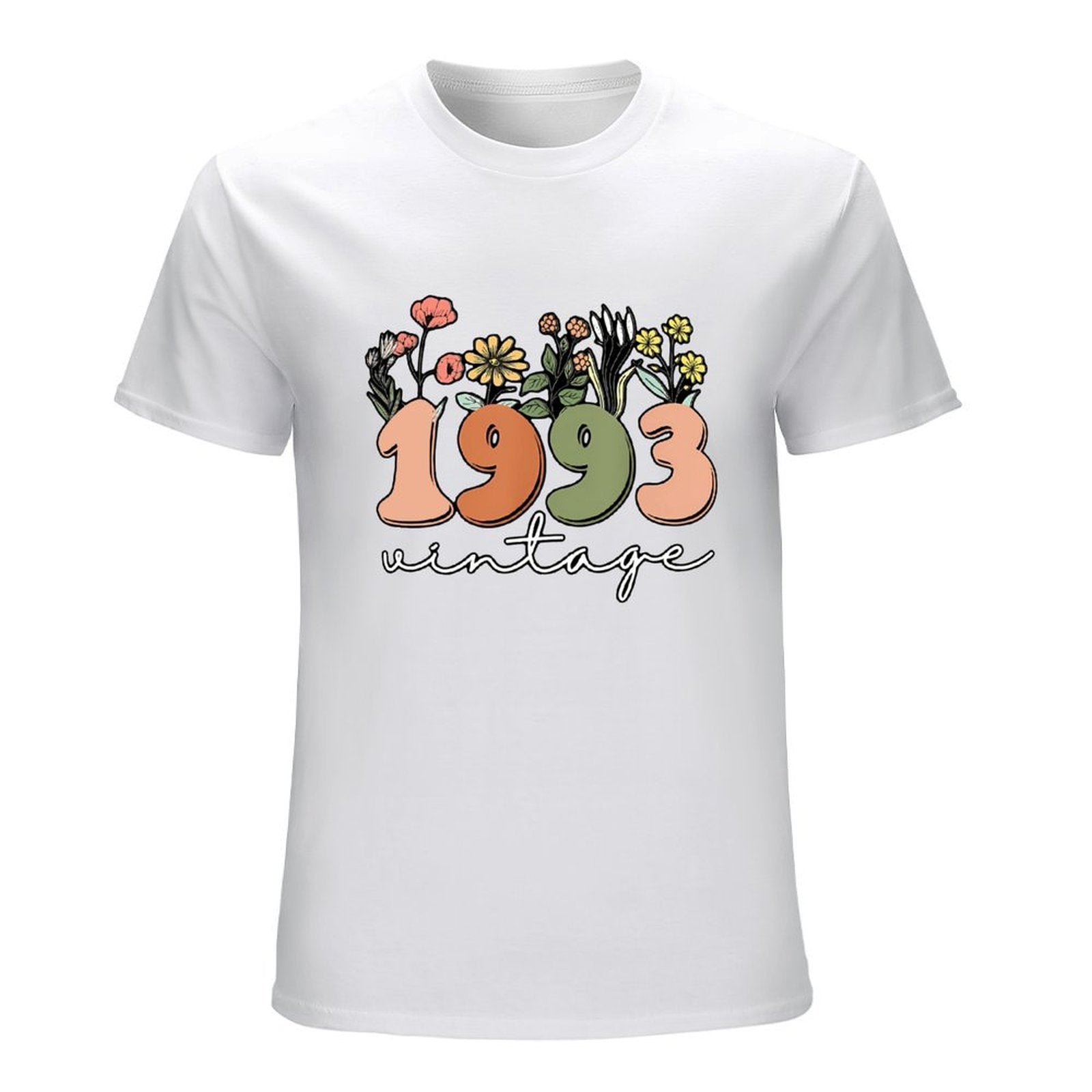 Inkmay Casual  Cotton T-shirt Vintage Floral Numbers On Black Background Unisex T-shirtTrueFit Recycled T-Shirt