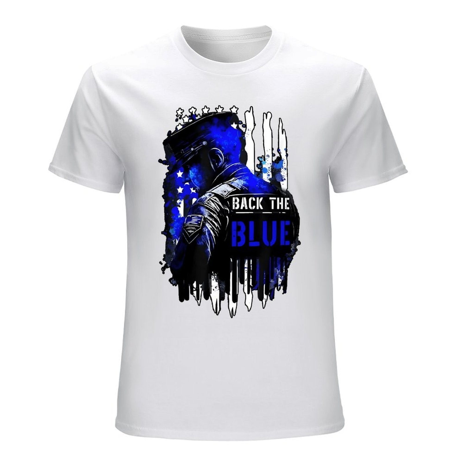 Inkmay Casual  Cotton T-shirt Back The Blue Police Support Design Unisex T-shirtEverydaySeries RelaxFit T-Shirt