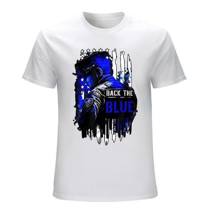 Inkmay Casual  Cotton T-shirt Back The Blue Police Support Design Unisex T-shirtEverydaySeries RelaxFit T-Shirt
