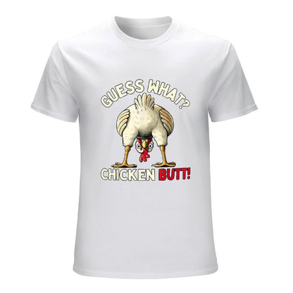 Inkmay Casual  Cotton T-shirt Chicken Butt Cartoon Print Design Art Unisex T-shirtActiveLine StreetLine T-Shirt