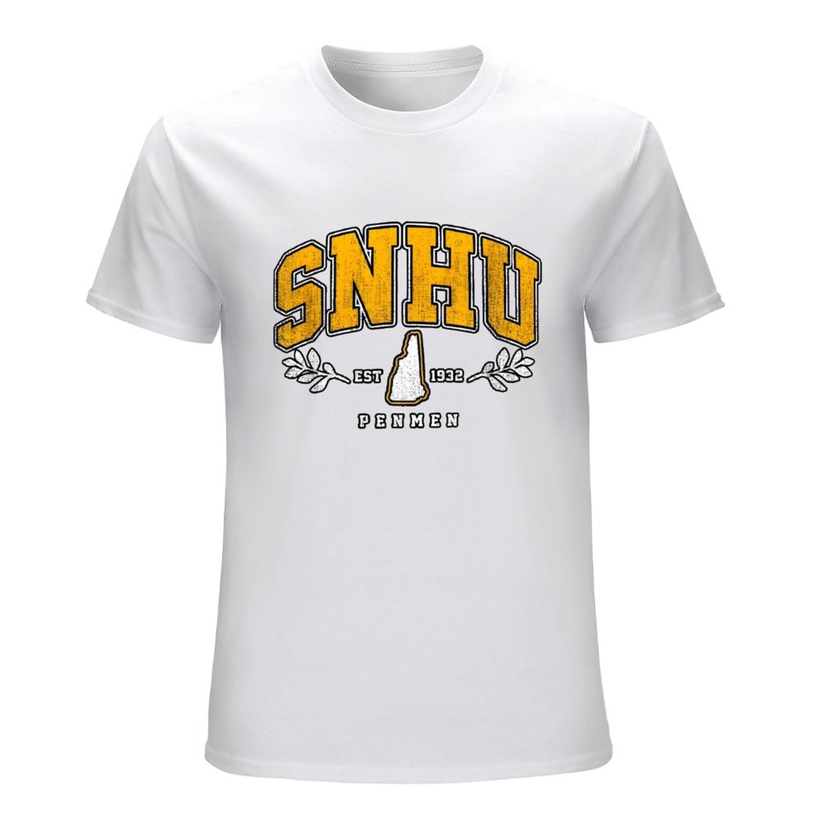 Inkmay Casual  Cotton T-shirt Snhu Logo With State Outline Unisex T-shirtWeekend Softstyle T-Shirt
