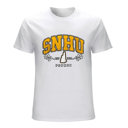Inkmay Casual  Cotton T-shirt Snhu Logo With State Outline Unisex T-shirtWeekend Softstyle T-Shirt