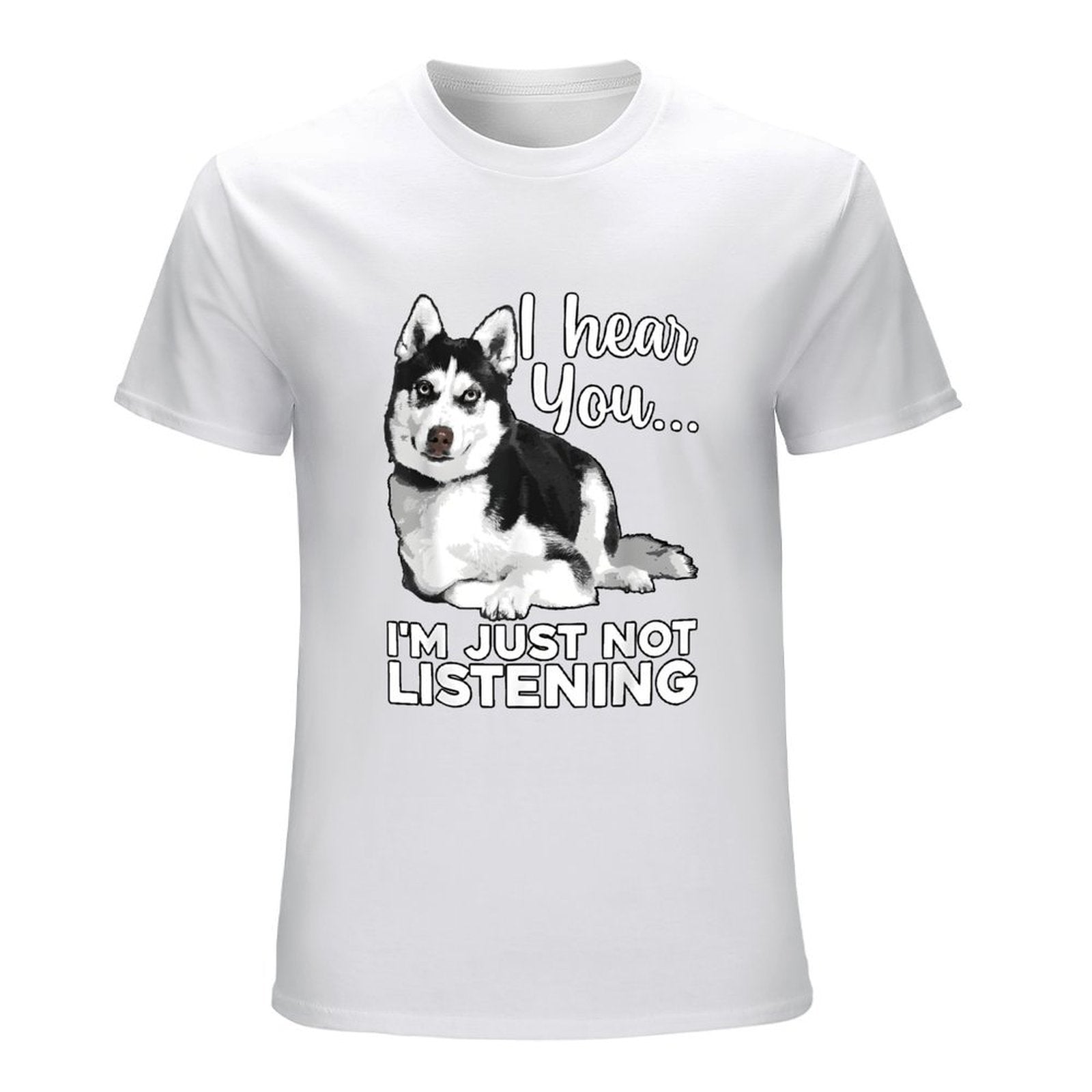 Inkmay Casual  Cotton T-shirt Husky Dog With Text Overlay Unisex T-shirtSeamless Sharp T-Shirt