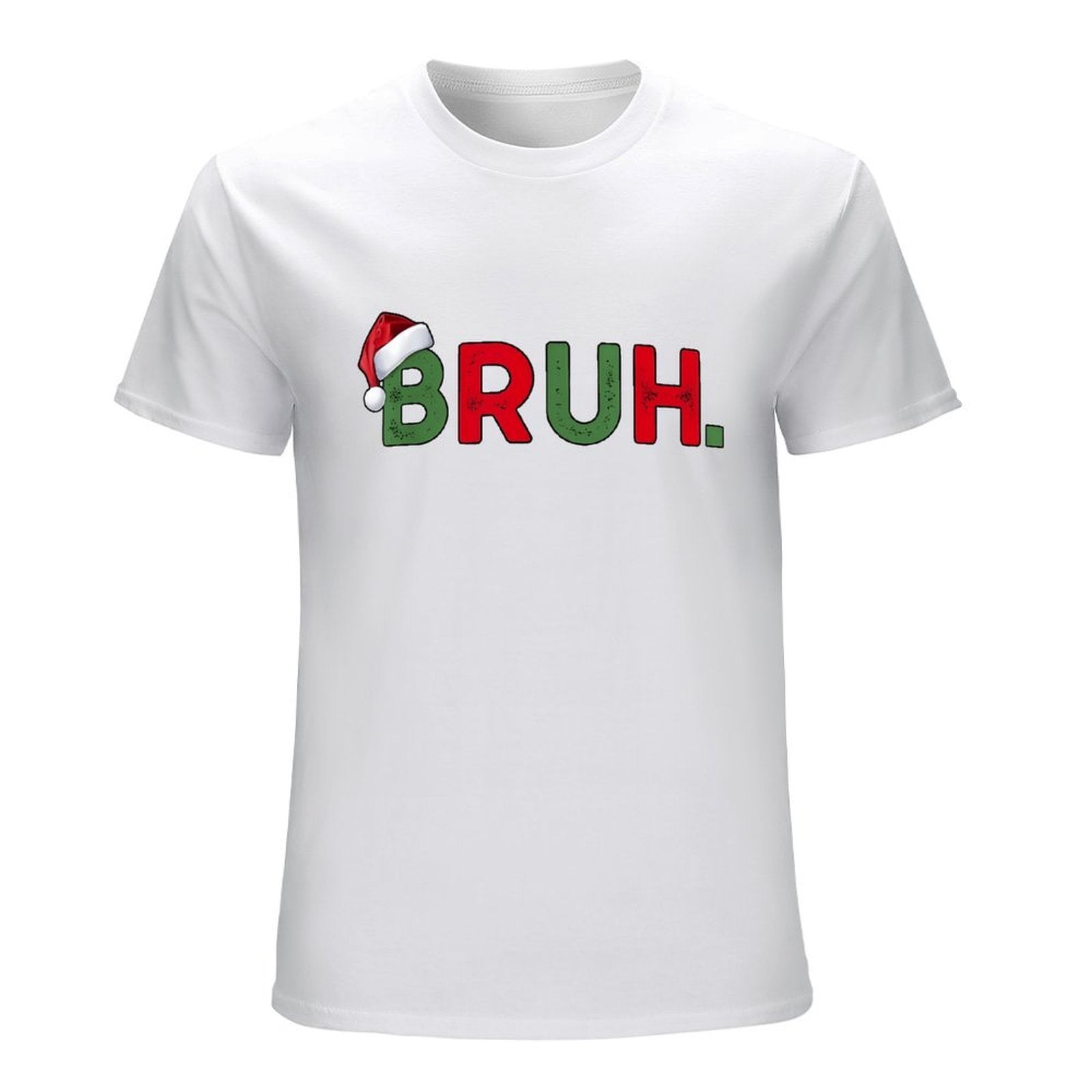 Inkmay Casual  Cotton T-shirt Christmas Themed Bruh Text With Snowflakes Unisex T-shirtFade-Proof Refined T-Shirt