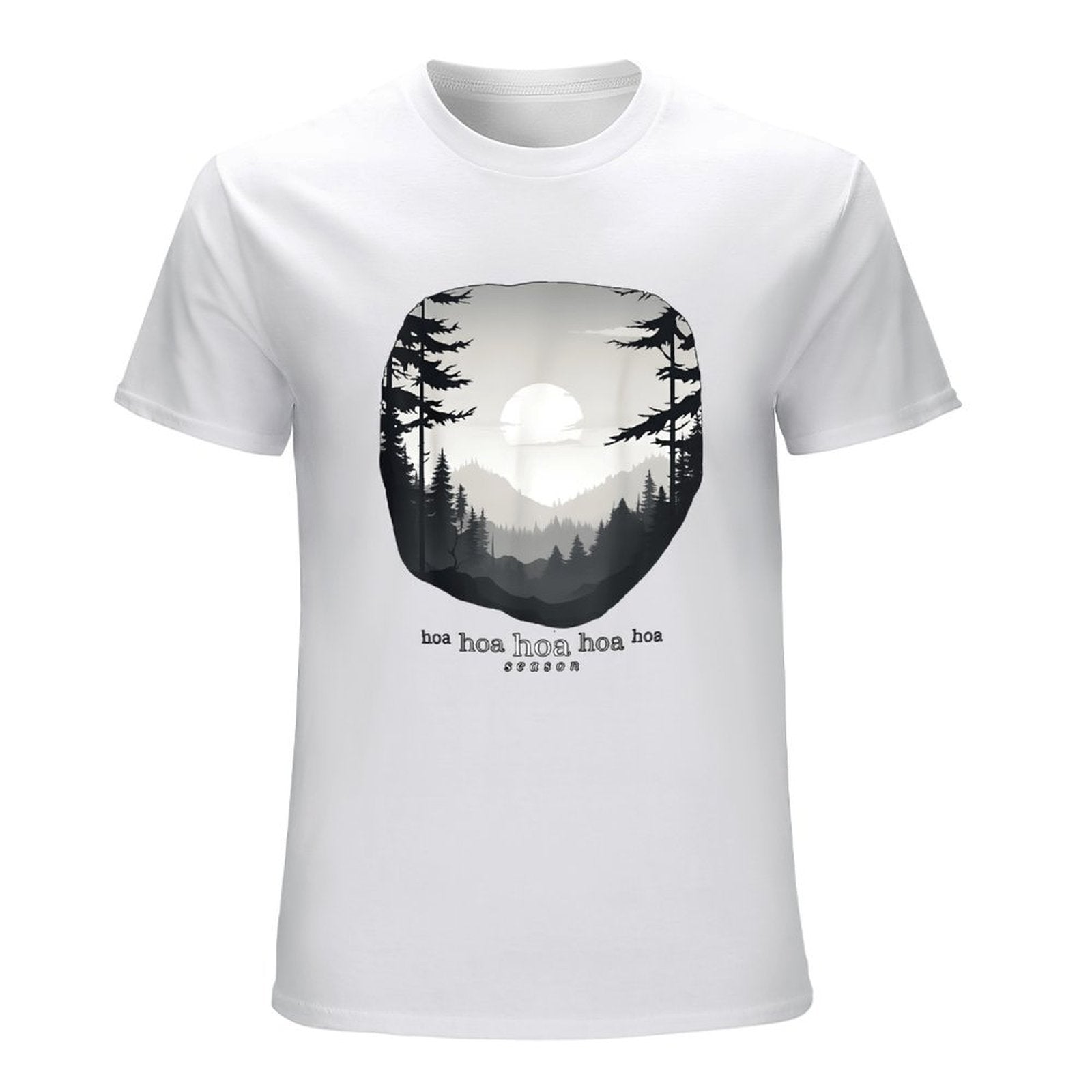 Inkmay Casual  Cotton T-shirt Forest Landscape With Sun And Trees Unisex T-shirtWeekend Simple T-Shirt