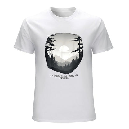Inkmay Casual  Cotton T-shirt Forest Landscape With Sun And Trees Unisex T-shirtWeekend Simple T-Shirt