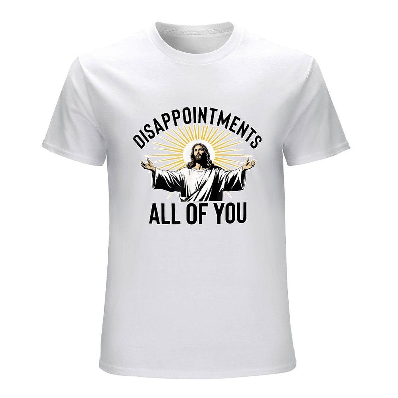 Inkmay Casual  Cotton T-shirt Jesus With Open Arms Radiating Light Unisex T-shirtPrinting Shrink-Resistant T-Shirt