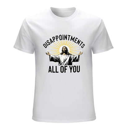 Inkmay Casual  Cotton T-shirt Jesus With Open Arms Radiating Light Unisex T-shirtPrinting Shrink-Resistant T-Shirt