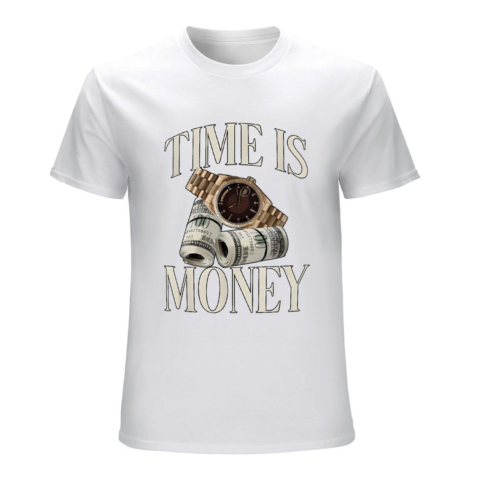 Inkmay Casual  Cotton T-shirt Time Is Money Watch And Dollars Unisex T-shirtRetro Original T-Shirt