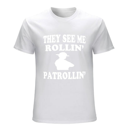 Inkmay Casual  Cotton T-shirt Patrolling Silhouette With Text Overlay Design Unisex T-shirtBasicSeries Premium Finish T-Shirt
