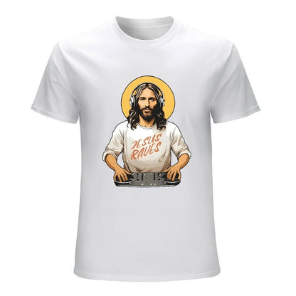 Inkmay Casual  Cotton T-shirt Jesus Wears Headphones And Tshirt Unisex T-shirtSport Modern T-Shirt