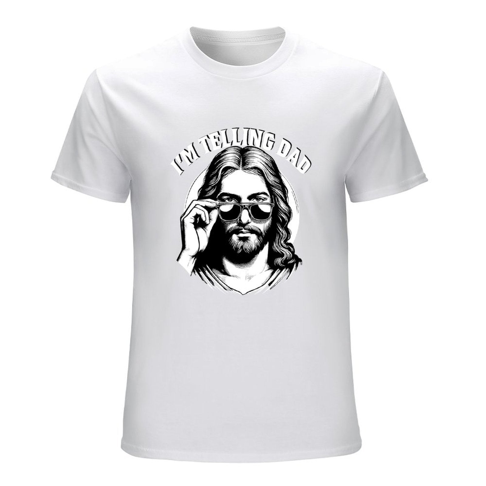 Inkmay Casual  Cotton T-shirt Jesus Wearing Sunglasses Artistic Black White Unisex T-shirtFundraising ClassicSeries T-Shirt