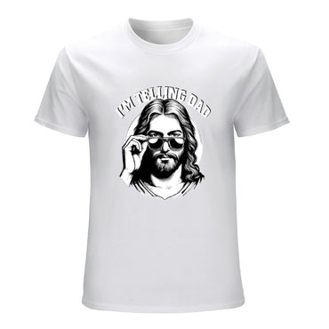 Inkmay Casual  Cotton T-shirt Jesus Wearing Sunglasses Artistic Black White Unisex T-shirtFundraising ClassicSeries T-Shirt