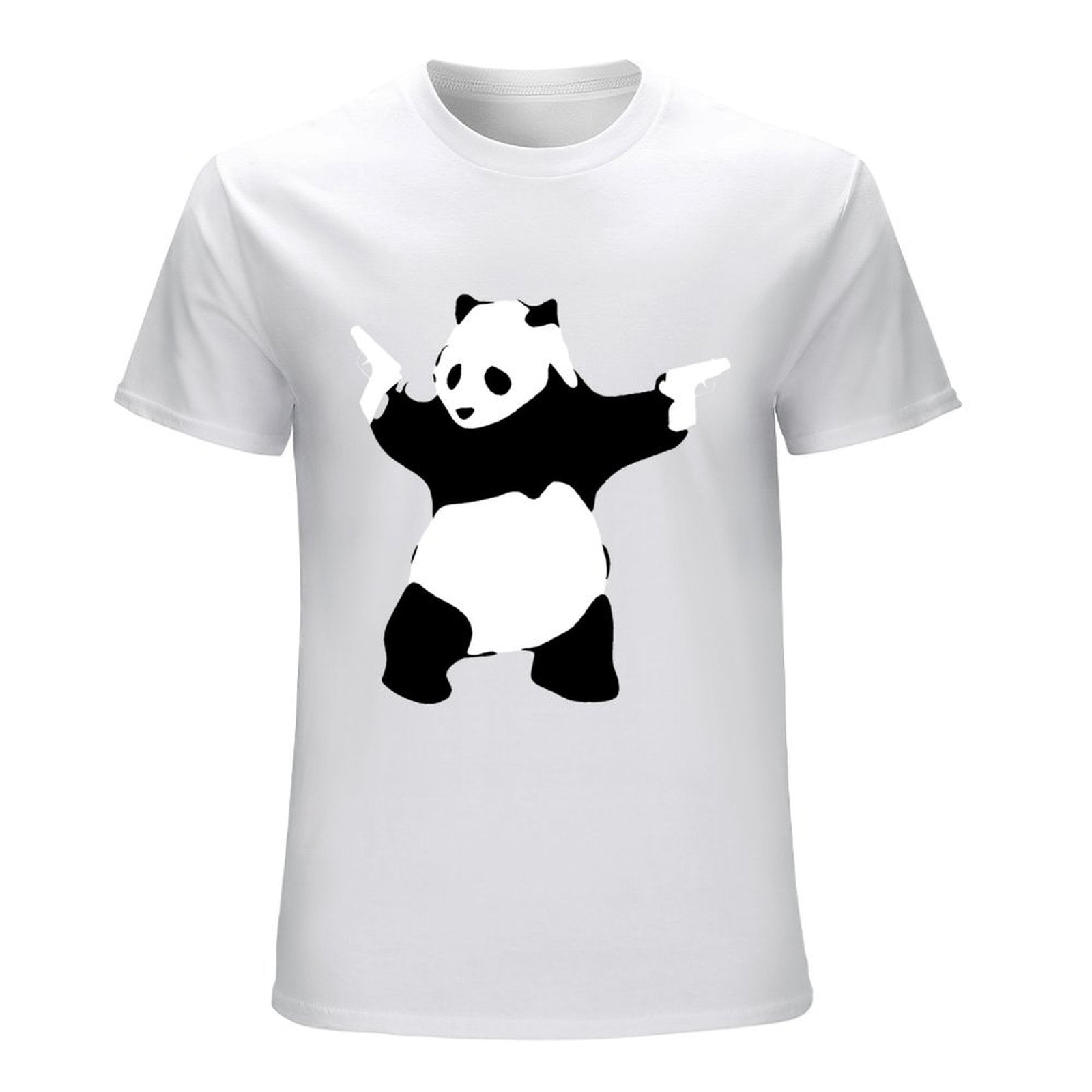 Inkmay Casual  Cotton T-shirt Panda Design On Black Background Unisex T-shirtClassic EverydayTee T-Shirt