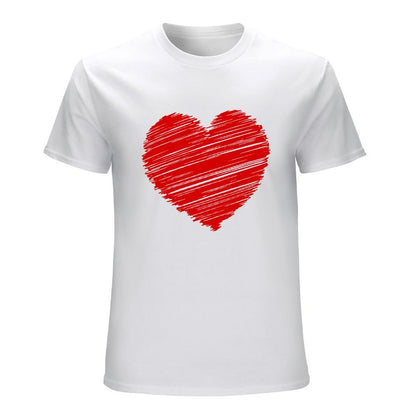 Inkmay Casual  Cotton T-shirt Solid Red Background With White Corner Unisex T-shirtWrinkle-Free Outdoor T-Shirt