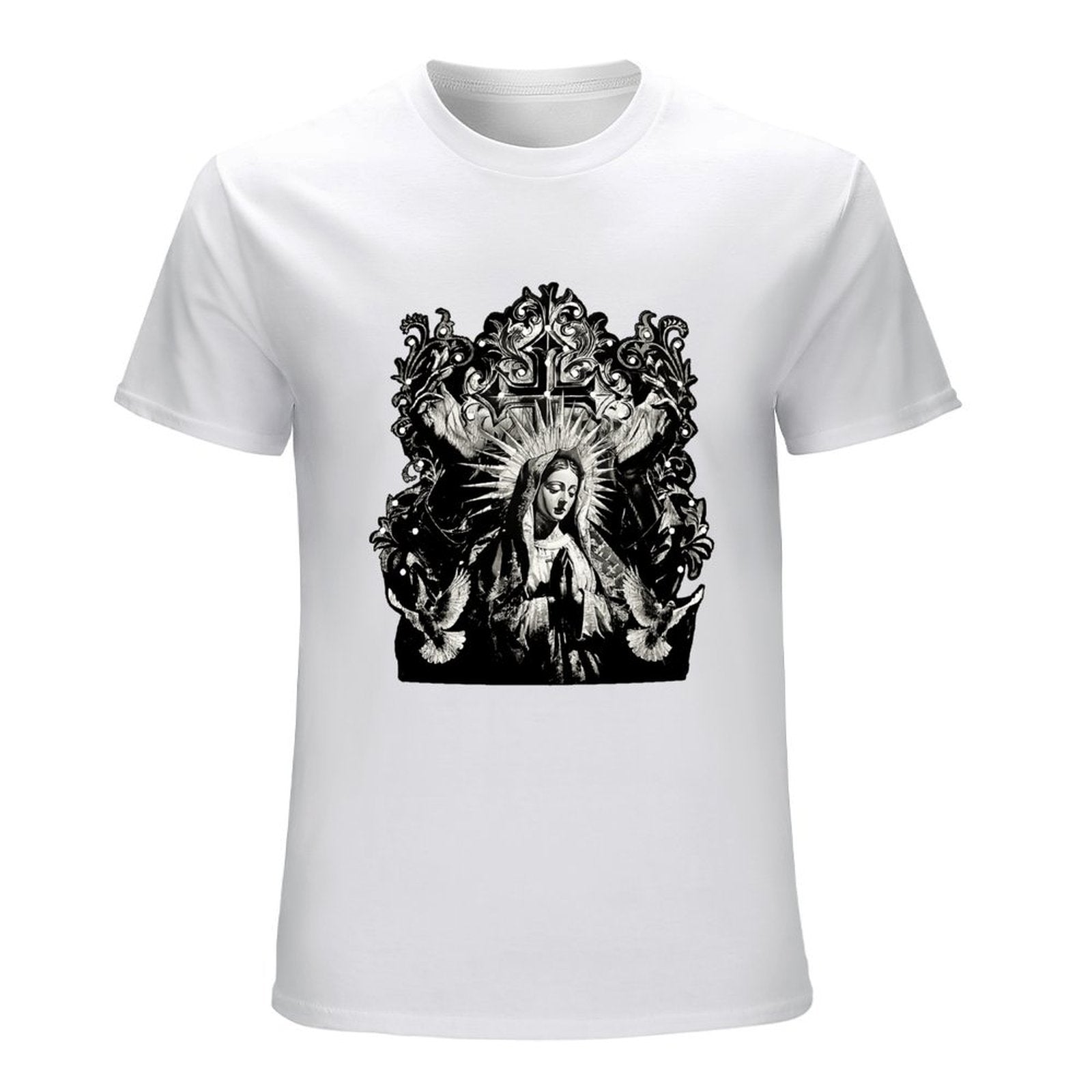 Inkmay Casual  Cotton T-shirt Virgin Mary With Radiant Halo Wings Unisex T-shirtOversized Premium Finish T-Shirt