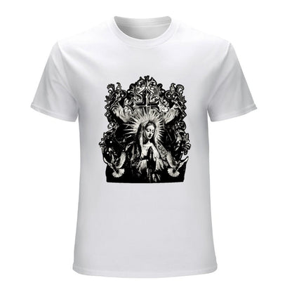 Inkmay Casual  Cotton T-shirt Virgin Mary With Radiant Halo Wings Unisex T-shirtOversized Premium Finish T-Shirt