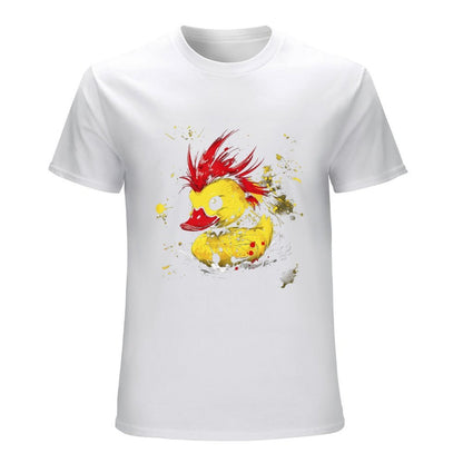 Inkmay Casual  Cotton T-shirt Stylish Duck With Red Hair Splatter Unisex T-shirtLifestyleLine ClassicStyle T-Shirt