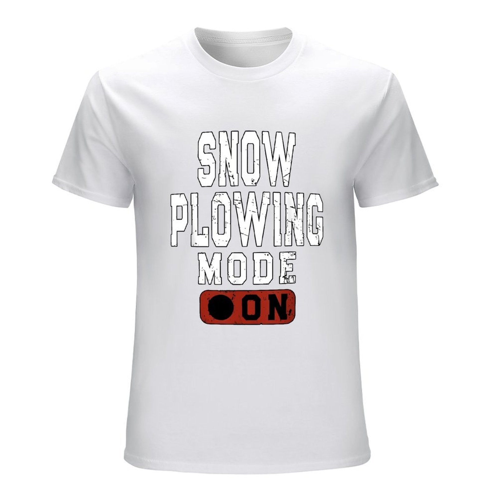 Inkmay Casual  Cotton T-shirt Snow Plowing Mode On Print Design Unisex T-shirtWrinkle-Free Smooth Feel T-Shirt