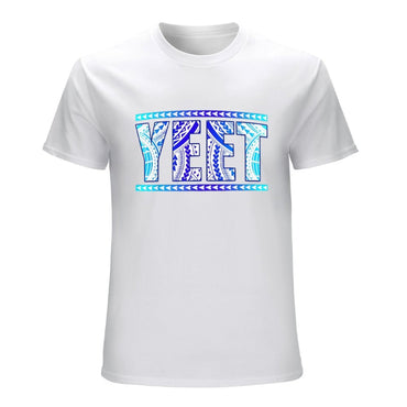 Inkmay Casual  Cotton T-shirt Bold Blue Tribal Art Print Design Unisex T-shirtClean Original T-Shirt