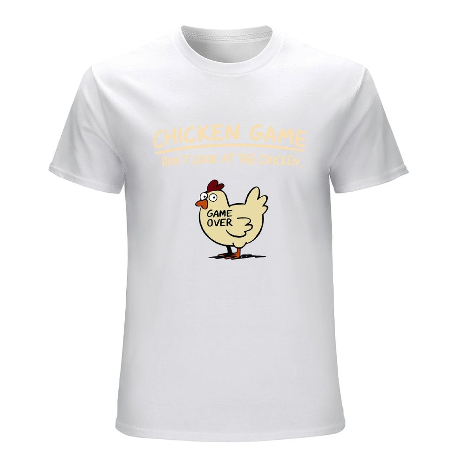 Inkmay Casual  Cotton T-shirt Chicken Game Over On Black Background Unisex T-shirtUrban Signature T-Shirt