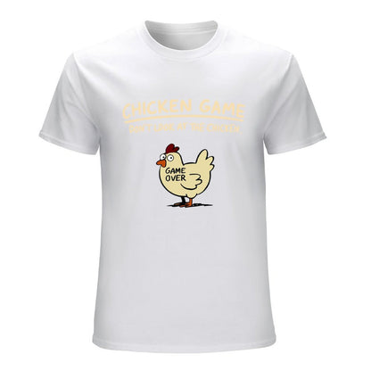 Inkmay Casual  Cotton T-shirt Chicken Game Over On Black Background Unisex T-shirtUrban Signature T-Shirt