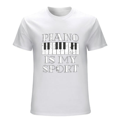 Inkmay Casual  Cotton T-shirt Piano Is My Sport Design Art Unisex T-shirtNeutral Daily T-Shirt