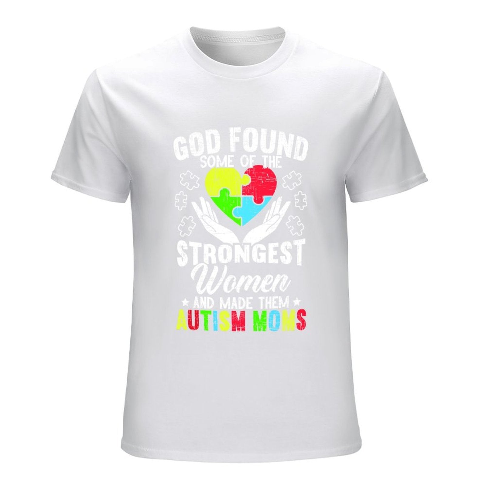 Inkmay Casual  Cotton T-shirt Colorful Puzzle Pieces Form Heart Shape Unisex T-shirtNeutral Batch-Printed T-Shirt