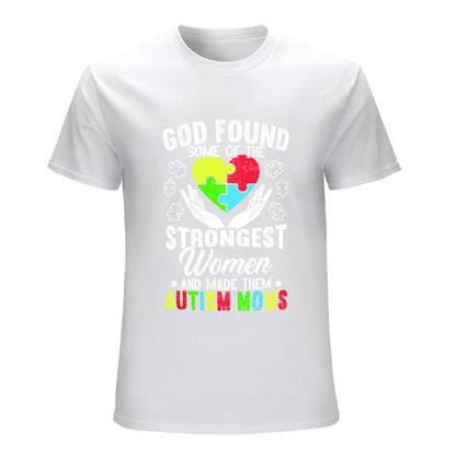 Inkmay Casual  Cotton T-shirt Colorful Puzzle Pieces Form Heart Shape Unisex T-shirtNeutral Batch-Printed T-Shirt