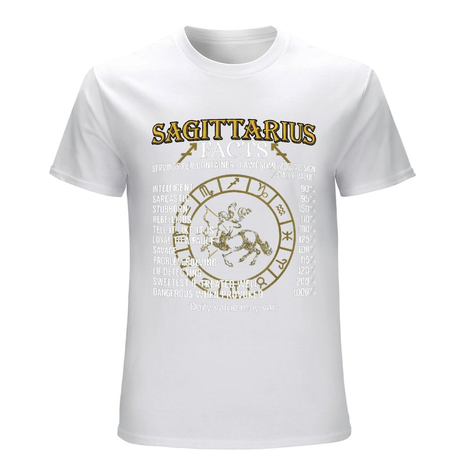 Inkmay Casual  Cotton T-shirt Sagittarius Facts Zodiac Sign Traits Listed Unisex T-shirtMen¡¯s / Women¡¯s / Youth Natural T-Shirt