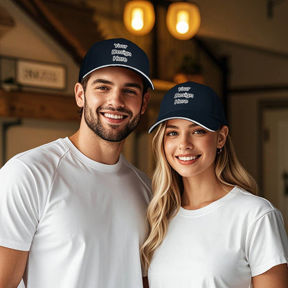 Custom dark navy blue sandwich baseball cap