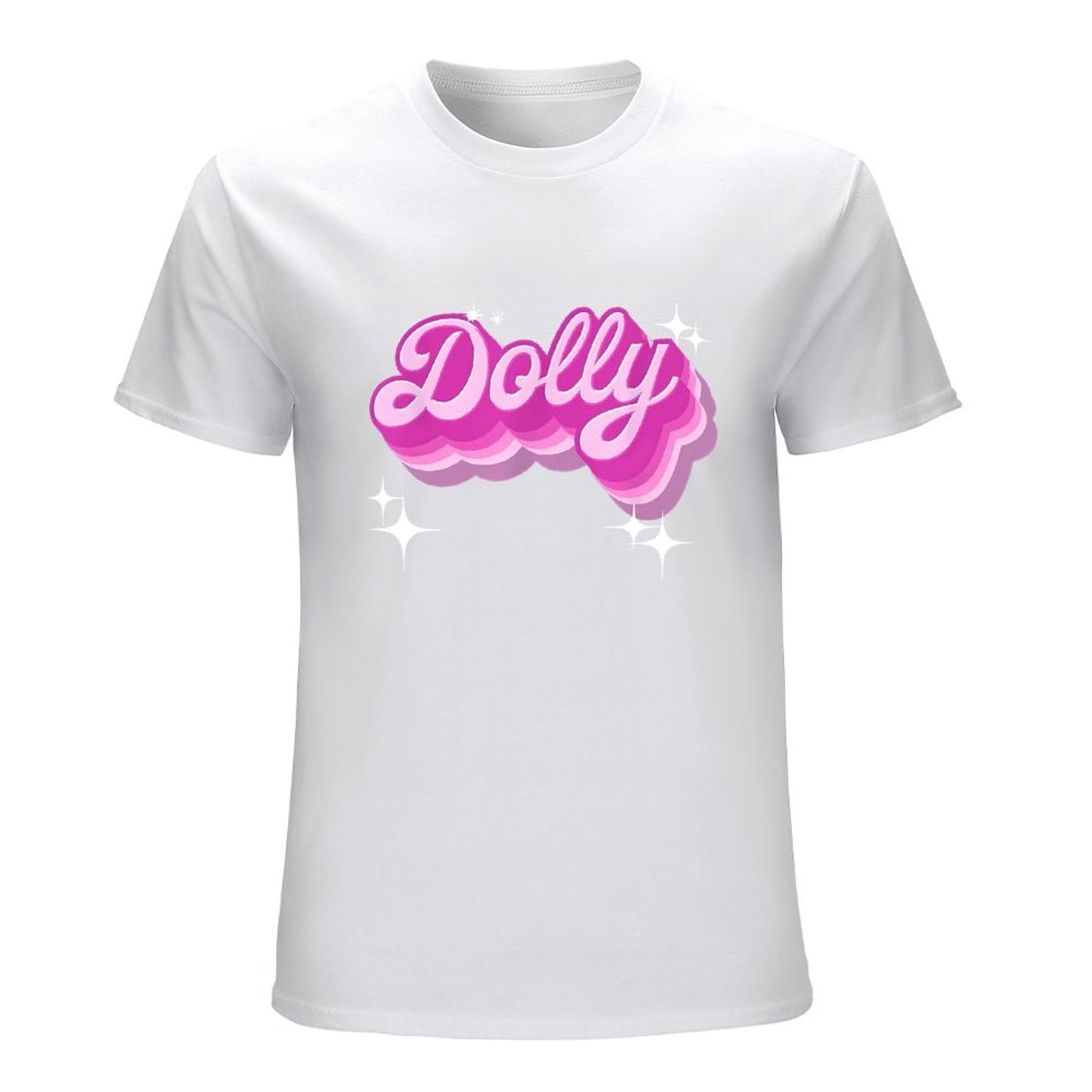 Inkmay Casual  Cotton T-shirt Dolly Pink Script With Shadow Effects Unisex T-shirtEverydayComfort TrueComfort T-Shirt