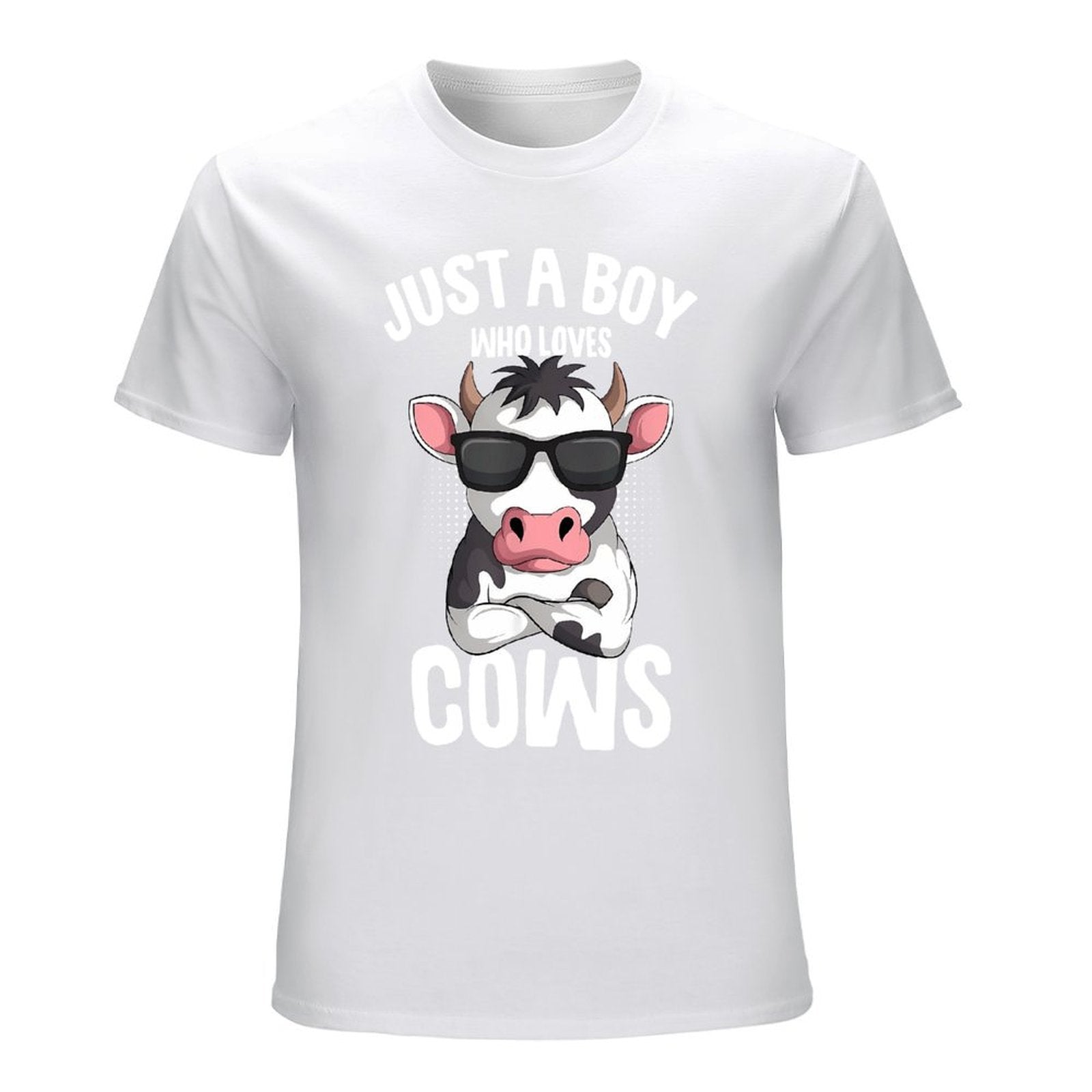 Inkmay Casual  Cotton T-shirt Cool Cow Wearing Sunglasses Art Print Unisex T-shirtLooseFit YearRound T-Shirt