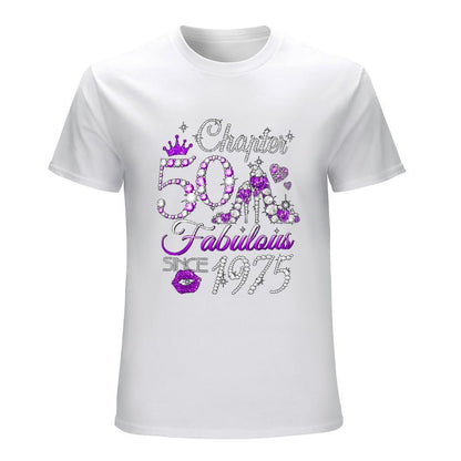 Inkmay Casual  Cotton T-shirt Chapter Fifty Fabulous Since Nineteen Seventy Unisex T-shirtTrueStyle Fitted T-Shirt