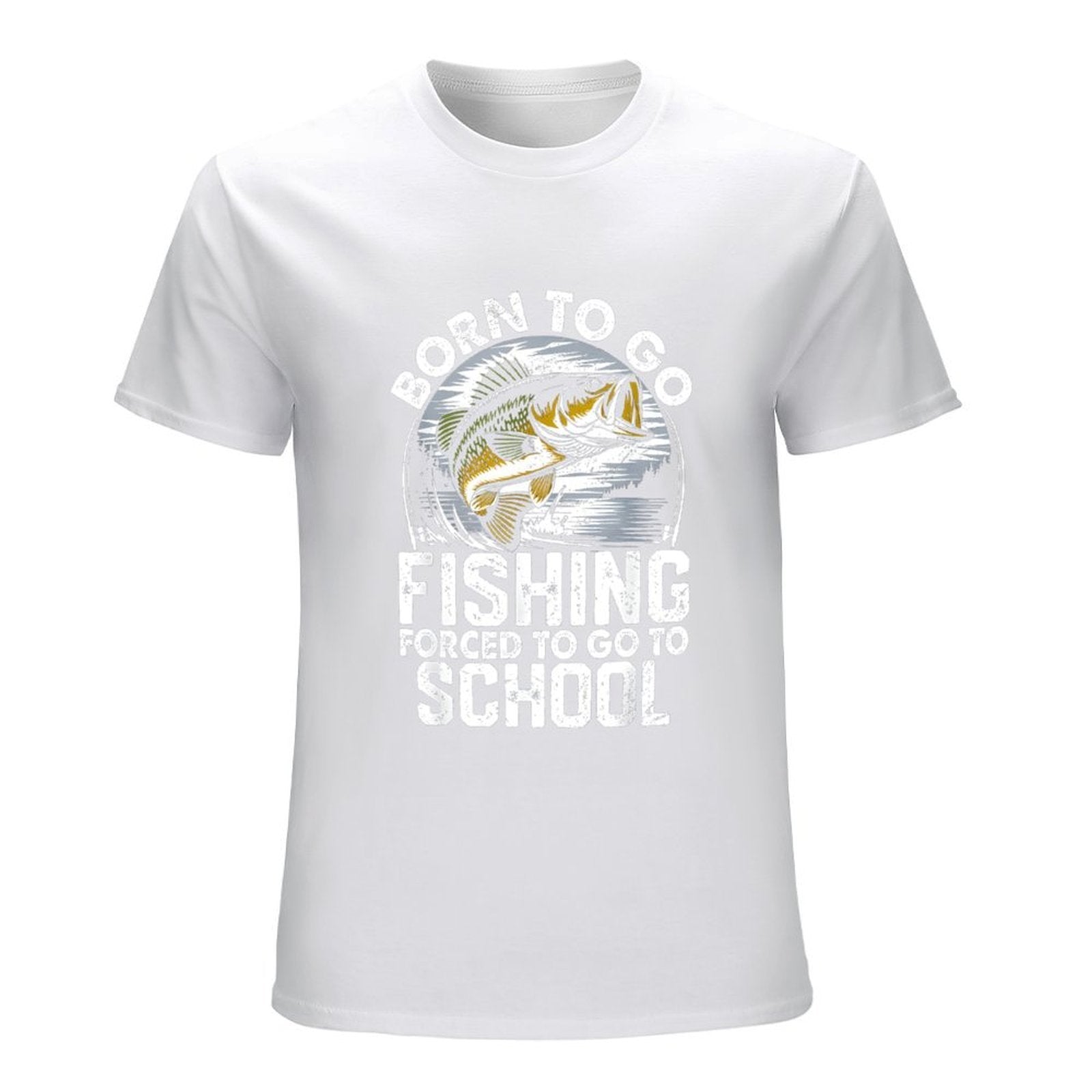 Inkmay Casual  Cotton T-shirt Born To Go Fishing Forced Unisex T-shirtComfortLine Softstyle T-Shirt