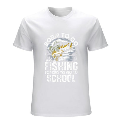 Inkmay Casual  Cotton T-shirt Born To Go Fishing Forced Unisex T-shirtComfortLine Softstyle T-Shirt