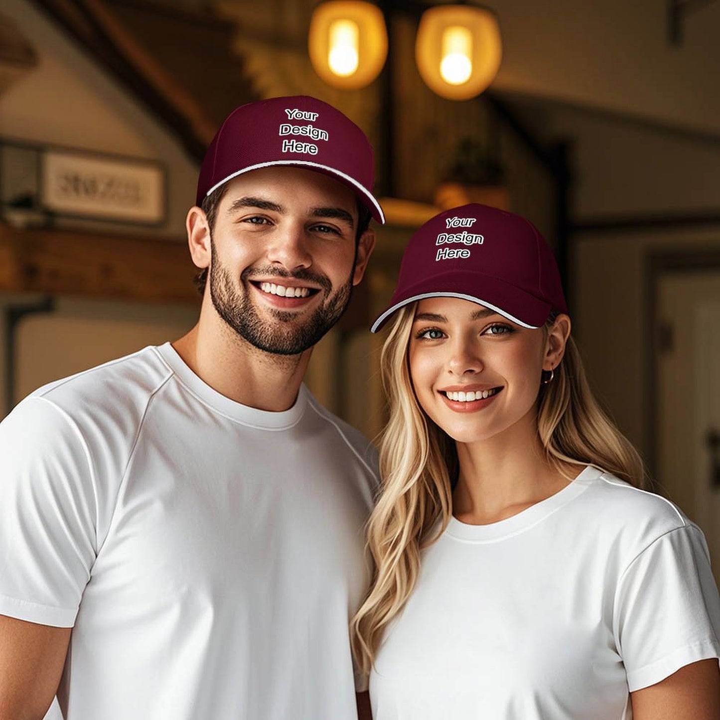 Custom dark red sandwich baseball cap