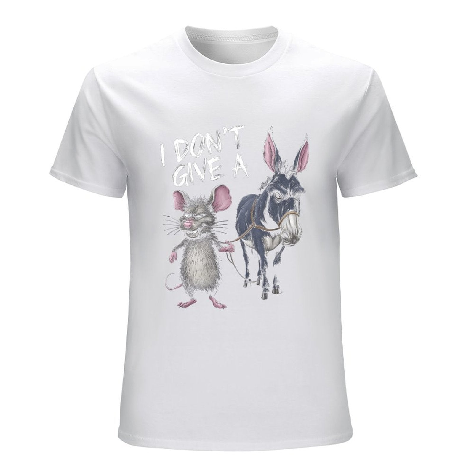 Inkmay Casual  Cotton T-shirt Rat And Donkey With Rope Unisex T-shirtMidweight Signature T-Shirt