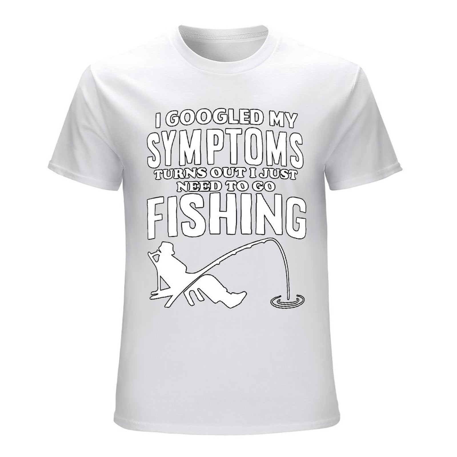 Inkmay Casual  Cotton T-shirt Fishing Theme Print On Black Background Unisex T-shirtTear-Resistant Wrinkle-Free T-Shirt