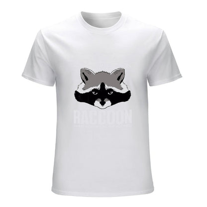 Inkmay Casual  Cotton T-shirt Raccoon Face With Text Overlay Unisex T-shirt