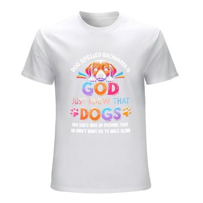 Inkmay Casual  Cotton T-shirt God Just Know That Dogs Unisex T-shirtRetro Basic T-Shirt