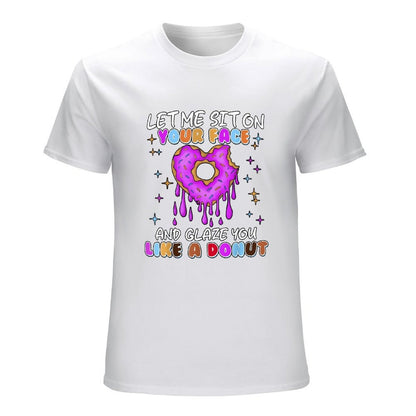 Inkmay Casual  Cotton T-shirt Donut With Pink Glaze And Sprinkles Unisex T-shirtClassicStyle EasyWear T-Shirt