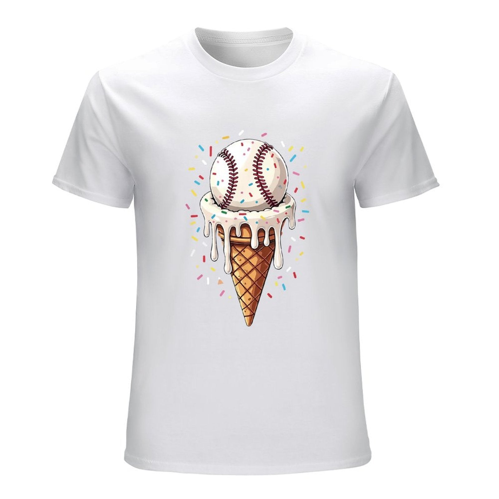 Inkmay Casual  Cotton T-shirt Ice Cream Cone With Baseball Design Unisex T-shirtTimelessComfort TrueStyle T-Shirt