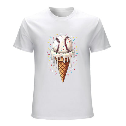 Inkmay Casual  Cotton T-shirt Ice Cream Cone With Baseball Design Unisex T-shirtTimelessComfort TrueStyle T-Shirt