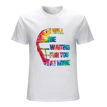Inkmay Casual  Cotton T-shirt Colorful Helmet With Text Overlay Design Unisex T-shirtActiveStyle Midweight T-Shirt