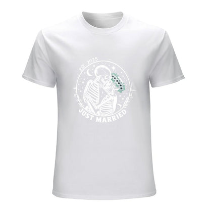 Inkmay Casual  Cotton T-shirt Floral Design With White Flowers Green Unisex T-shirtPerformance PureStyle T-Shirt