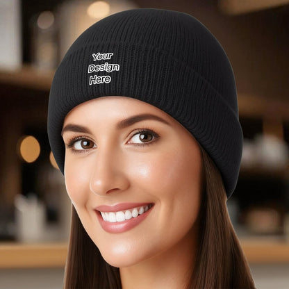 Custom black knit hat