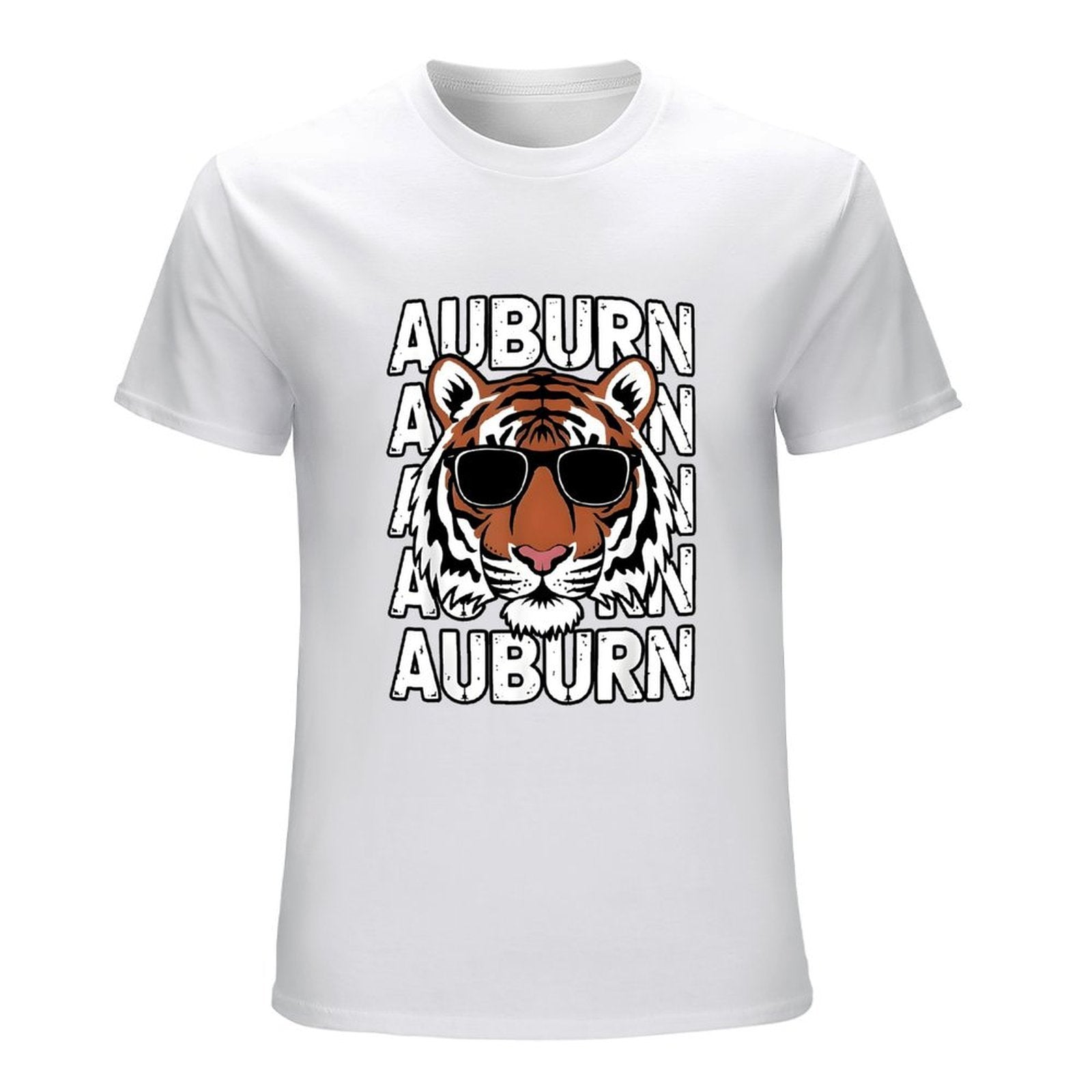 Inkmay Casual  Cotton T-shirt Auburn Tiger With Sunglasses Pattern Print Unisex T-shirtSeamless ClassicSeries T-Shirt