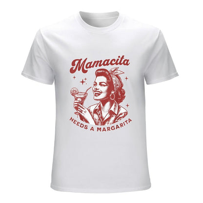 Inkmay Casual  Cotton T-shirt Retro Woman Holding Cocktail Glass Artwork Unisex T-shirtBasicSeries Heritage T-Shirt