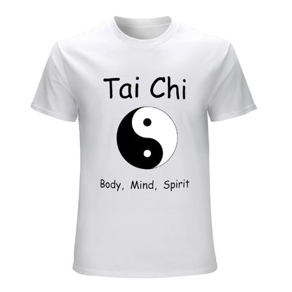 Inkmay Casual  Cotton T-shirt Yin And Yang Symbol Black White Unisex T-shirtOutdoor SimpleFit T-Shirt
